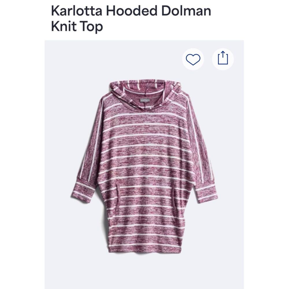 Market & Spruce Hooded Dolman Knit Top Dark Purple Karlotta Pullover Striped